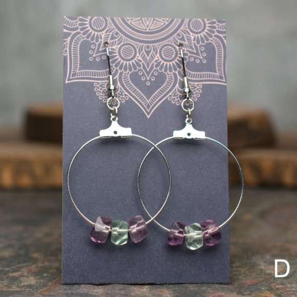 Fluorite Faceted Rondelle Hoop Earrings - Choose the pair you want - Picture 5 of 6
